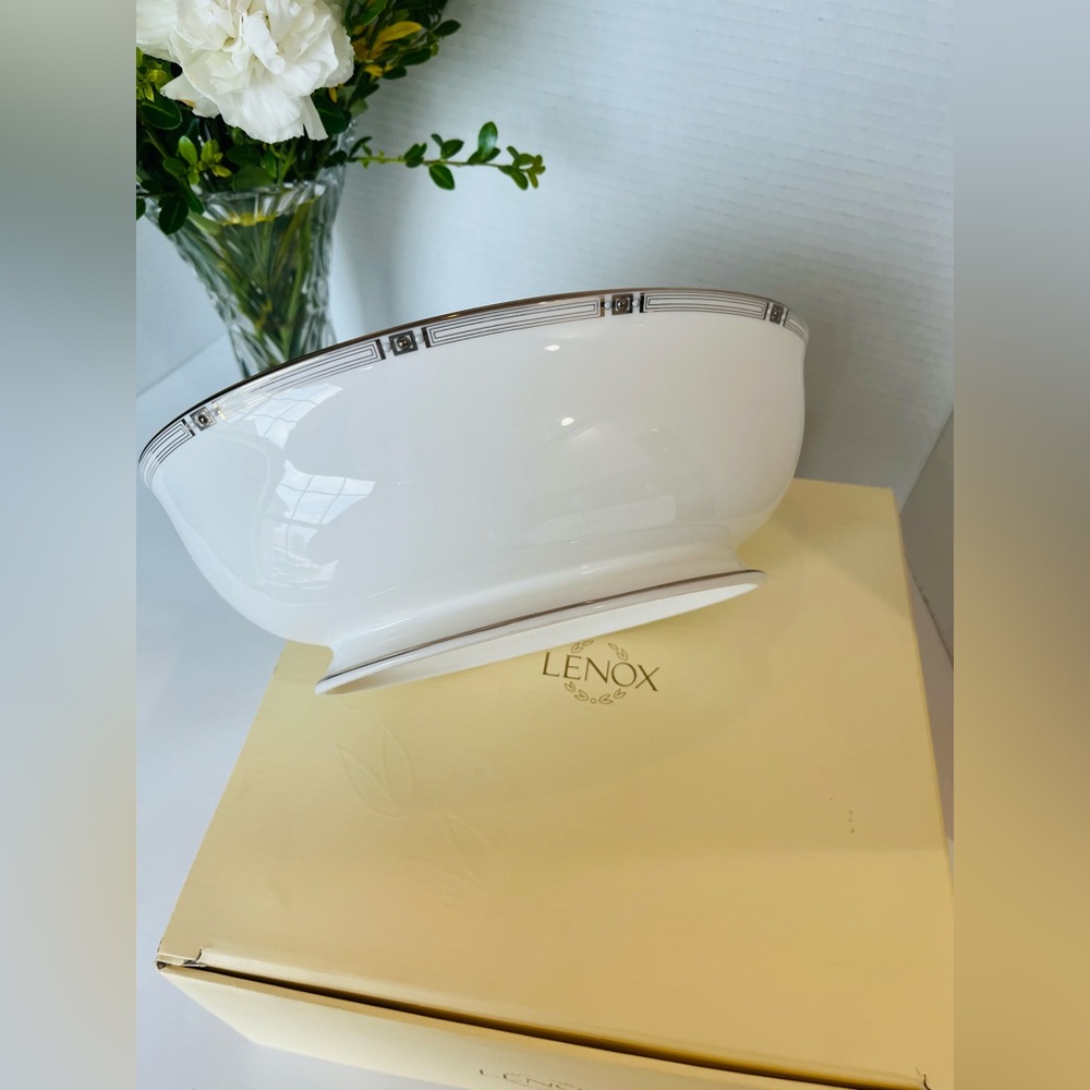 LENOX Fine Bone China Oval “Westerly” Platinum Vegetable Bowl PREMIER American